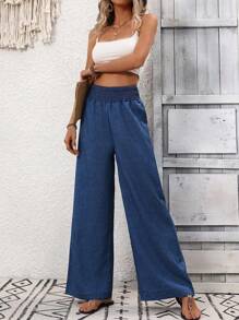 SHEIN PETITE Women's Short Length Solid Color Pants, Fashionable For Summer Fall Cloth For Women