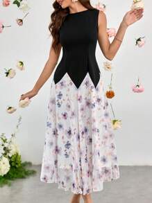 Modelyn Vestido Elegante e Romântico de Chifon Sem Mangas Longo, Primavera/Verão - Multicolorido - Visão 5