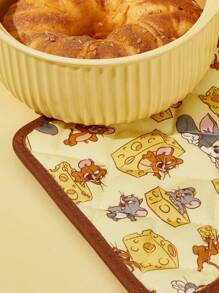 TOM & JERRY X SHEIN Maldives & Trilu Chip Print Heat Resistant Kitchen Baking Accessories, Choose From Gloves Or Pot Holders, Oven-Friendly, Thick Pad Insulation - Yellow - View 5