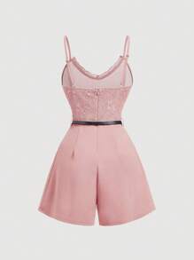 SHEIN MOD Combinaison-pantalon élégante en dentelle fleurie pour femmes