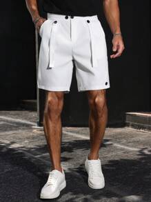 Manfinity Homme Men's Solid Color Casual Everyday Shorts , Men Clothing Men Shorts - White - View 1