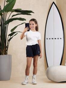 SUMWON Elasticated Waist Athletic Summer Sports Shorts Fleece Drawstring Jogging Jersey Leisure Loungewear Everyday Essential