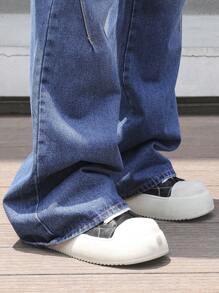 Manfinity Roghcode 男士夸张金属链装饰宽松牛仔裤 - 中等水洗藍 - 查看 7