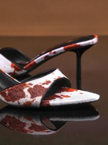 SHUZIA Sandalias de tacón alto con estampado animal, sencillas, occidentales, bohemias, femeninas, de fiesta y sexys, con piel sintética de poni