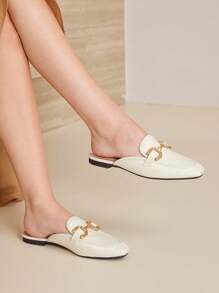 MOTF PREMIUM ROUND TOE BRAID PU LEATHER FLAT SHOES FOR CHRISTMAS - White - View 4