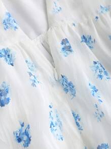 SHEIN Sweetro Falda evasé de estilo campestre francés con estampado floral menudo, silueta estilizante para primavera y otoño con caída fluida - Multicolor - Ver 4
