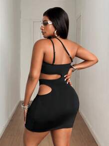 Maweii 大码女式夏季紧身透气镂空连衣裙，性感派对俱乐部服装