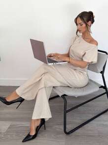 Siren Gaze 女士日常两件套服装 - 杏色 - 查看 8