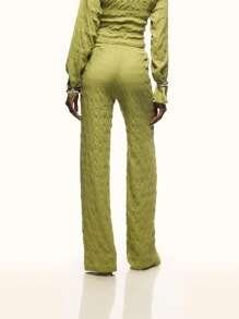 TypaGal Loose Textured Drawstring Wide Leg Pants, Fashionable For Summer - Green - View 2