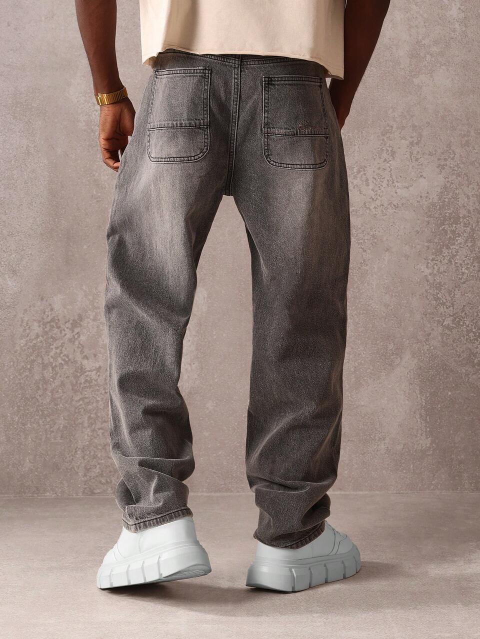 Jean baggy large style skateur en denim gris