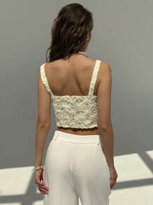 Aloruh New Arrival Spring/Summer Resort Lace-Up Textured White Blouse For Women - White - View 3