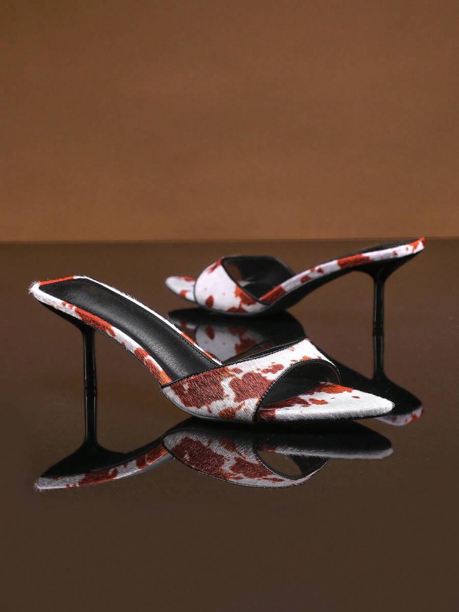 SHUZIA Sandalias de tacón alto con estampado animal, sencillas, occidentales, bohemias, femeninas, de fiesta y sexys, con piel sintética de poni