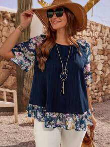 EMERY ROSE 大码花卉印花休闲度假衬衫