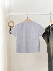 INAWLY Kaos Kasual Lengan Pendek Leher Bulat dengan Hiasan Mutiara dan Desain Hati, Musim Panas - Grey - View 2