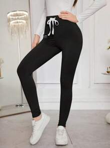 Modelyn 女式字母印花抽绳腰紧身休闲裤