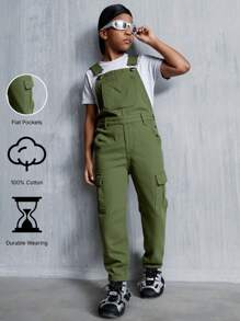 Pantalones de mezclilla con tirantes casuales y versátiles para el estilo urbano diario de niños