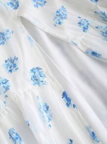 SHEIN Sweetro Falda evasé de estilo campestre francés con estampado floral menudo, silueta estilizante para primavera y otoño con caída fluida - Multicolor - Ver 5