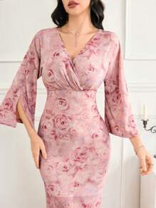 Modelyn Vestido entallado con estampado floral para mujer - Rosa - Ver 4