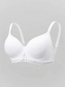 SHEIN 1 pieza Sujetador de encaje y malla con aros de soporte para tallas grandes