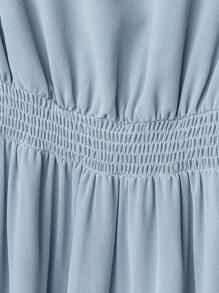Rusticease Women Elegant Solid Color Dress For Summer - Blue - View 3