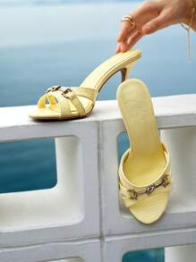 CUCCOO BIZCHIC Women's Elegant Simple Solid Color High Heel Sandals - Yellow - View 3