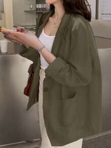 DAZY New Summer Spring Style Weekend Casual Loose Fit Women Blazer Jacket Linen,Fall Clothes Business Attire