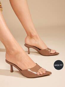 SHUZIA Party Elegant Wide Fit Women Comfortable Point Toe Kitten Heel Sandals - Brown - View 2
