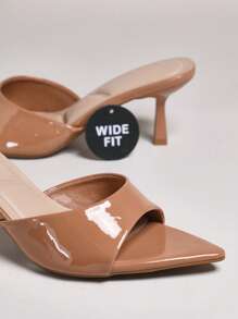 SHUZIA Party Elegant Wide Fit Women Comfortable Point Toe Kitten Heel Sandals - Brown - View 4