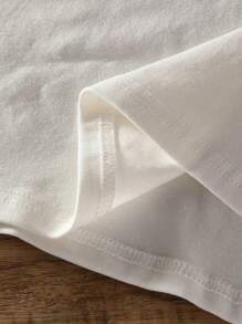 Women's T-Shirt With Funny Stick Figure And Text, Shanhaijing Theme Design, Comfortable Round Neck Casual Tee Shirt, Short Sleeve, Spring/Summer - White - View 5