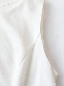 Chiquease 法式收腰A字无袖高端优雅女神连衣裙 - 白色 - 查看 5