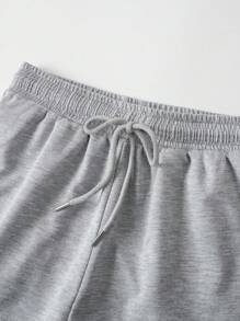 3 件套女士加大码纯色抽绳腰休闲运动短裤，适合春夏季，适合室内和室外 - 彩色 - 查看 4