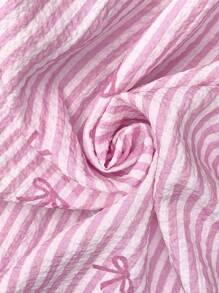 SHEIN LUNE Abito casual da vacanza con lungo laccio, a righe rosa e fiocco sulla schiena, adatto per primavera ed estate