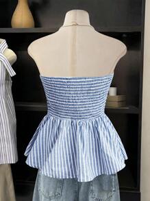 Chiquease Women Striped Tube Top - Blue and White - View 2