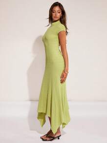 COSMINA 女士优雅不对称下摆提花连衣裙，适合度假、春夏季