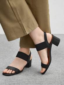 CUCCOO BIZCHIC Sandalias de tacón alto elegantes, versátiles y de diseño sencillo con puntera redonda y color uniforme para mujer - Negro - Ver 4