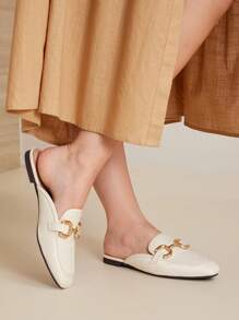 MOTF PREMIUM ROUND TOE BRAID PU LEATHER FLAT SHOES FOR CHRISTMAS - White - View 6