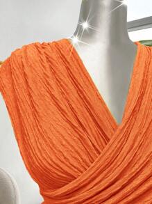 Celure Plus Size Women's Vacation Criss-Cross Neck Hollow Out Ruffle Design Beach Dress, Stylish New Spring/Summer Collection