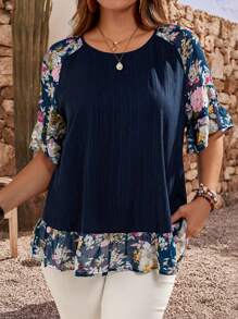 EMERY ROSE 大码花卉印花休闲度假衬衫