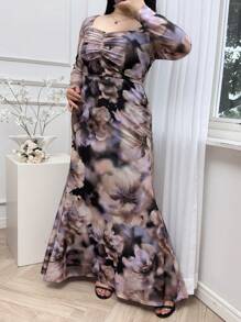 Modelyn Plus Size Simple Fashion Long Sleeve Dress Suitable For Summer