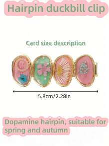 Zazumi 1/2 pieza Clip para el cabello con efecto de goteo de esmalte tipo dopamina y bosque, nuevo estilo retro 2024 para flequillo de mujer, clip elegante para el cabello estilo pasador roto y clip de pato
