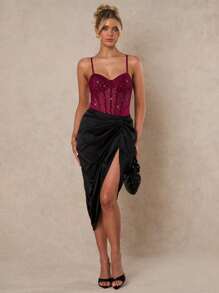 Glamine Women's Solid Color Fashion Bodysuit Suitable For Summer - Burgundy - View 1