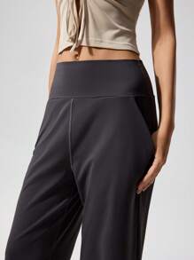 TrendSteals Cloudkiss Women Casual Solid Knit Bodycon Flare Pants - Dark Grey - View 6