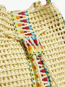 SHEIN SXY Bolso de hombro casual de mujer con cordón de ajuste - Beis - Ver 5