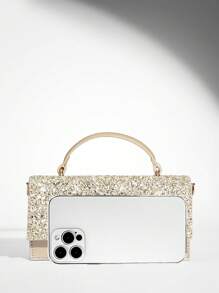 SHEIN BAE Women's Glamorous Sequin Design Handbag - Gold - View 9