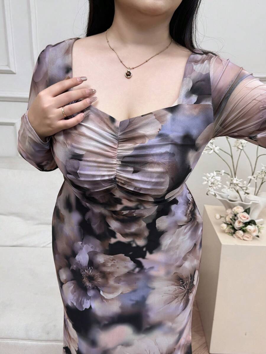 Modelyn Plus Size Simple Fashion Long Sleeve Dress Suitable For Summer