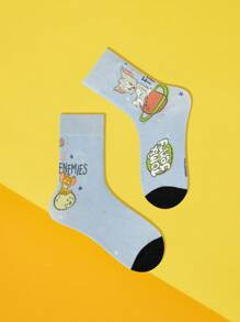 TOM & JERRY X SHEIN 1 Đôi tất cổ cao thời trang họa tiết mèo hoạt hình dễ thương cho nữ - Nhiều màu - Xem 3