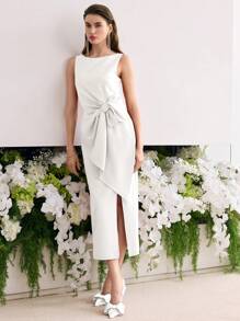 MOTF Soiréza KNOT SPLIT DRESS - Beige - View 4