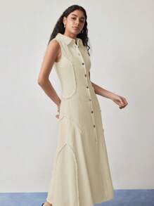 MOTF STUDIO VESTIDO CON CORTE SESGADO Y ABOTONADO