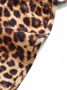 3pcs Leopard & Wildcat Costume Set , Bodysuit And Gloves And Headpiece, Sexy Animal Print Lingerie, Rave - Coffee Brown - View 5