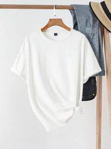 Tseoso 休闲美式街头涂鸦字母印花宽松圆领短袖T恤女夏季 - 白色 - 查看 3